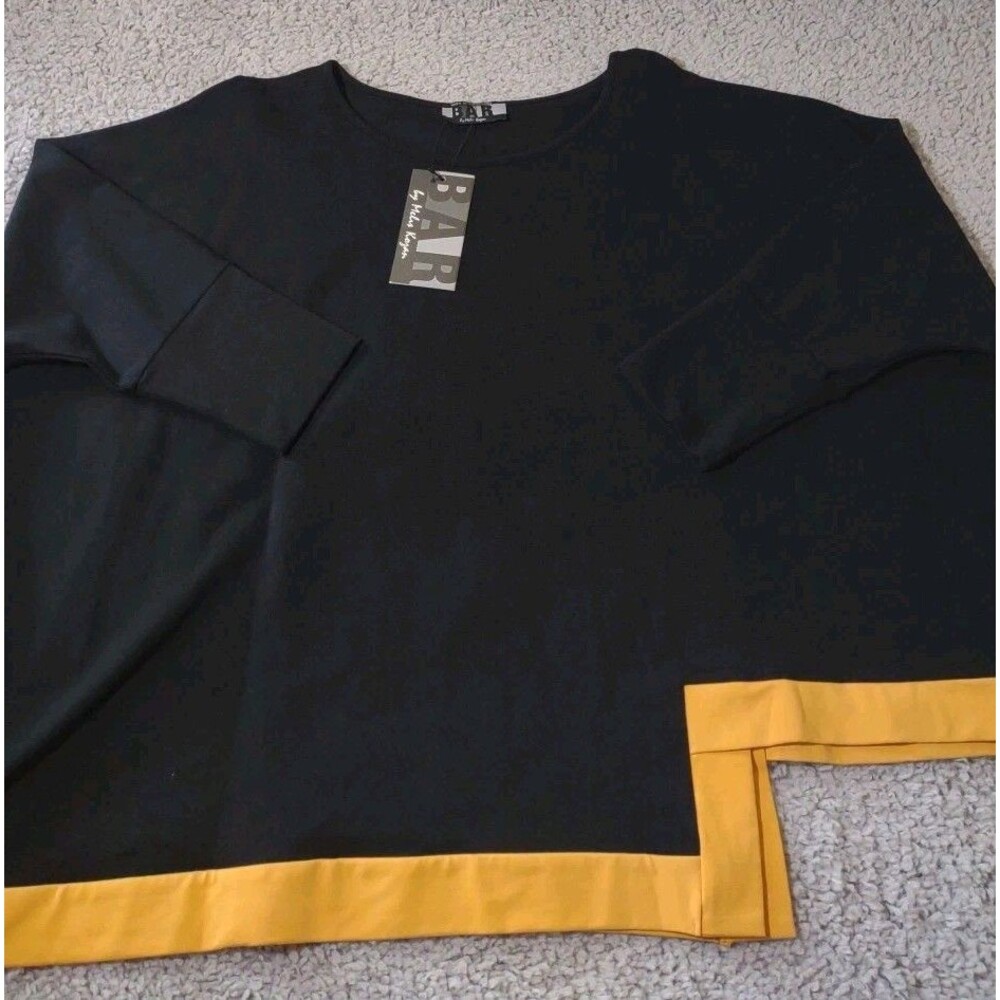 Bar by Melis Kozan S Oversized Blouse Nwt Unique Hem Black Yellow